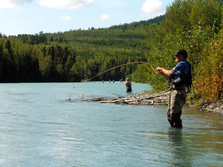 Fishing for rainbows at Russian River, AK
