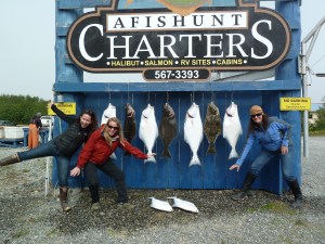 With friends Mo and Patty  doing a cheesy pose